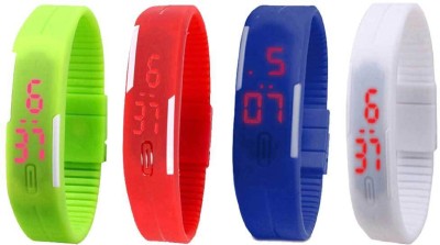 NS18 Silicone Led Magnet Band Combo of 4 Green, Red, Blue And White Digital Watch  - For Boys & Girls   Watches  (NS18)