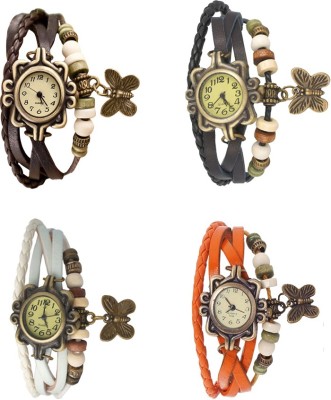 NS18 Vintage Butterfly Rakhi Combo of 4 Brown, White, Black And Orange Analog Watch  - For Women   Watches  (NS18)