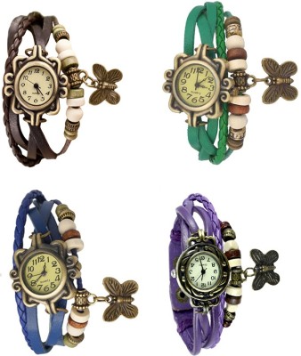 NS18 Vintage Butterfly Rakhi Combo of 4 Brown, Blue, Green And Purple Analog Watch  - For Women   Watches  (NS18)