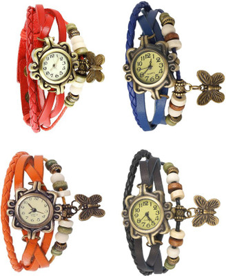 

Kissu Vintage Rakhi Combo of 4 Red, Orange, Blue And Black Watch - For Women