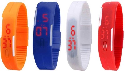 NS18 Silicone Led Magnet Band Watch Combo of 4 Orange, Blue, White And Red Digital Watch  - For Couple   Watches  (NS18)