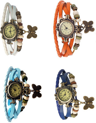 

NS18 Vintage Butterfly Rakhi Combo of 4 White, Sky Blue, Orange And Blue Watch - For Women