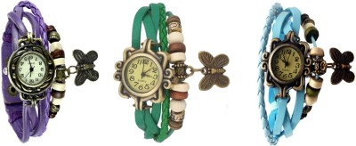 NS18 Vintage Butterfly Rakhi Watch Combo of 3 Purple, Green And Sky Blue Analog Watch  - For Women   Watches  (NS18)