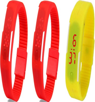 Twok Combo of Led Band Red + Pink + Yellow Digital Watch  - For Men & Women   Watches  (Twok)