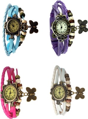 NS18 Vintage Butterfly Rakhi Combo of 4 Sky Blue, Pink, Purple And White Analog Watch  - For Women   Watches  (NS18)