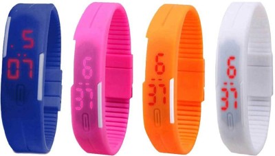 NS18 Silicone Led Magnet Band Combo of 4 Blue, Pink, Orange And White Digital Watch  - For Boys & Girls   Watches  (NS18)