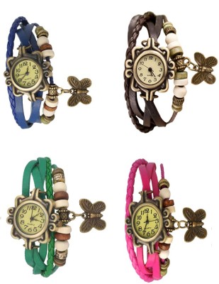 NS18 Vintage Butterfly Rakhi Combo of 4 Blue, Green, Brown And Pink Analog Watch  - For Women   Watches  (NS18)