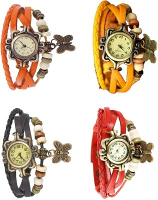 NS18 Vintage Butterfly Rakhi Combo of 4 Orange, Black, Yellow And Red Analog Watch  - For Women   Watches  (NS18)