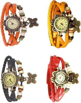 

NS18 Vintage Butterfly Rakhi Combo of 4 Orange, Black, Yellow And Red Watch - For Women