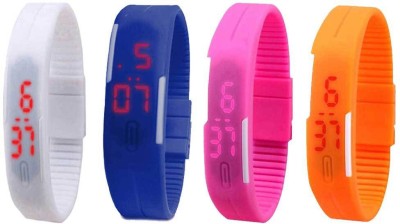 NS18 Silicone Led Magnet Band Combo of 4 White, Blue, Pink And Orange Digital Watch  - For Boys & Girls   Watches  (NS18)