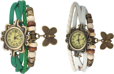 

Kissu Vintage Rakhi Watch Combo of 2 Green And White Watch - For Women
