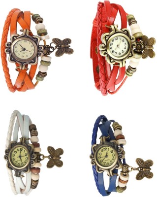 NS18 Vintage Butterfly Rakhi Combo of 4 Orange, White, Red And Blue Analog Watch  - For Women   Watches  (NS18)