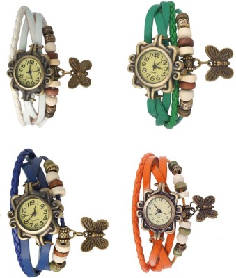NS18 Vintage Butterfly Rakhi Combo of 4 White, Blue, Green And Orange Analog Watch  - For Women   Watches  (NS18)