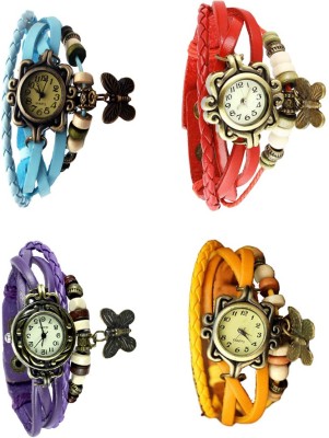 NS18 Vintage Butterfly Rakhi Combo of 4 Sky Blue, Purple, Red And Yellow Analog Watch  - For Women   Watches  (NS18)