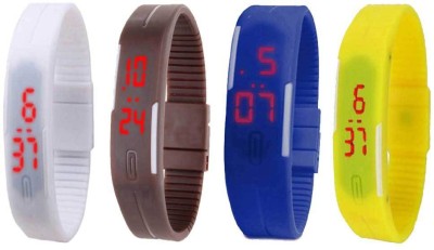 NS18 Silicone Led Magnet Band Combo of 4 White, Brown, Blue And Yellow Digital Watch  - For Boys & Girls   Watches  (NS18)