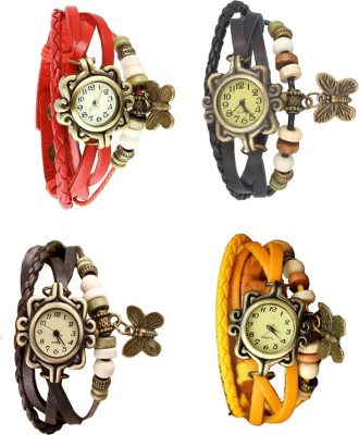 NS18 Vintage Butterfly Rakhi Combo of 4 Red, Brown, Black And Yellow Analog Watch  - For Women   Watches  (NS18)