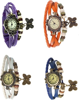 NS18 Vintage Butterfly Rakhi Combo of 4 Purple, White, Orange And Blue Analog Watch  - For Women   Watches  (NS18)