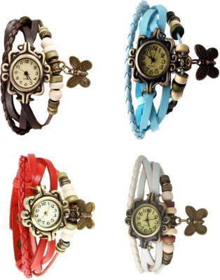 NS18 Vintage Butterfly Rakhi Combo of 4 Brown, Red, Sky Blue And White Analog Watch  - For Women   Watches  (NS18)
