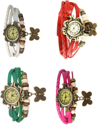 

Kissu Vintage Rakhi Combo of 4 White, Green, Red And Pink Watch - For Women
