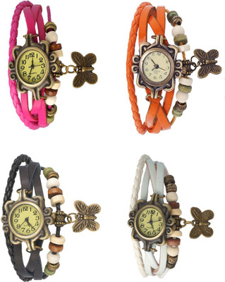 

Kissu Vintage Rakhi Combo of 4 Pink, Black, Orange And White Watch - For Women