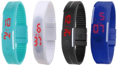 NS18 Silicone Led Magnet Band Combo of 4 Sky Blue, White, Black And Blue Digital Watch  - For Boys & Girls   Watches  (NS18)