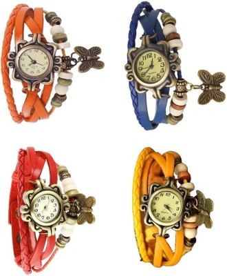 NS18 Vintage Butterfly Rakhi Combo of 4 Orange, Red, Blue And Yellow Analog Watch  - For Women   Watches  (NS18)
