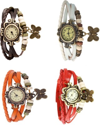 NS18 Vintage Butterfly Rakhi Combo of 4 Brown, Orange, White And Red Analog Watch  - For Women   Watches  (NS18)
