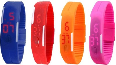 NS18 Silicone Led Magnet Band Combo of 4 Blue, Red, Orange And Pink Digital Watch  - For Boys & Girls   Watches  (NS18)
