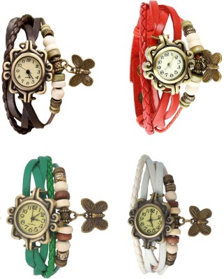 NS18 Vintage Butterfly Rakhi Combo of 4 Brown, Green, Red And White Analog Watch  - For Women   Watches  (NS18)