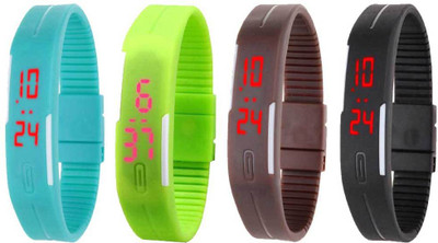 

Kissu Led Magnet Band Combo of 4 Sky Blue, Green, Brown And Black Watch - For Men & Women