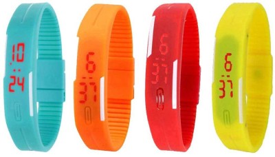 NS18 Silicone Led Magnet Band Combo of 4 Sky Blue, Orange, Red And Yellow Digital Watch  - For Boys & Girls   Watches  (NS18)