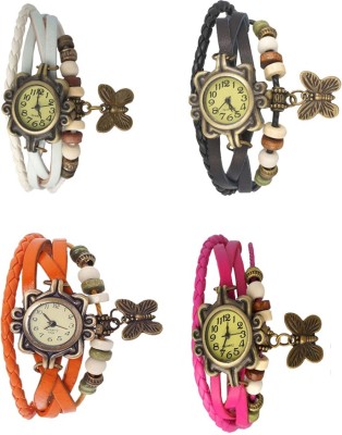 NS18 Vintage Butterfly Rakhi Combo of 4 White, Orange, Black And Pink Analog Watch  - For Women   Watches  (NS18)