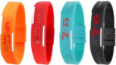 NS18 Silicone Led Magnet Band Combo of 4 Orange, Red, Sky Blue And Black Digital Watch  - For Boys & Girls   Watches  (NS18)