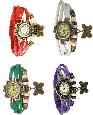 

Kissu Vintage Rakhi Combo of 4 Red, Green, White And Purple Watch - For Women
