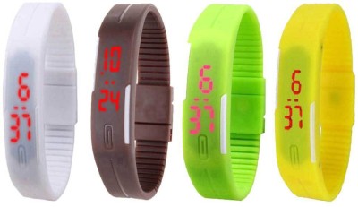 NS18 Silicone Led Magnet Band Combo of 4 White, Brown, Green And Yellow Digital Watch  - For Boys & Girls   Watches  (NS18)