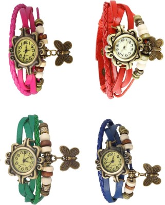 NS18 Vintage Butterfly Rakhi Combo of 4 Pink, Green, Red And Blue Analog Watch  - For Women   Watches  (NS18)