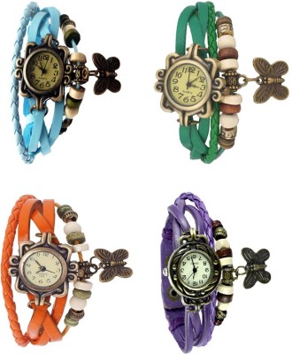 NS18 Vintage Butterfly Rakhi Combo of 4 Sky Blue, Orange, Green And Purple Analog Watch  - For Women   Watches  (NS18)