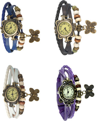 

Kissu Vintage Rakhi Combo of 4 Blue, White, Black And Purple Watch - For Women