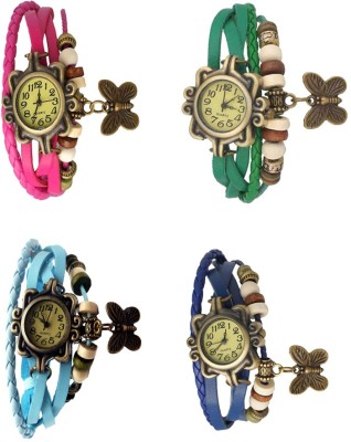NS18 Vintage Butterfly Rakhi Combo of 4 Pink, Sky Blue, Green And Blue Analog Watch  - For Women   Watches  (NS18)