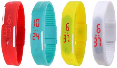 NS18 Silicone Led Magnet Band Combo of 4 Red, Sky Blue, Yellow And White Digital Watch  - For Boys & Girls   Watches  (NS18)