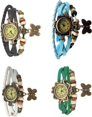 

NS18 Vintage Butterfly Rakhi Combo of 4 Black, White, Sky Blue And Green Watch - For Women
