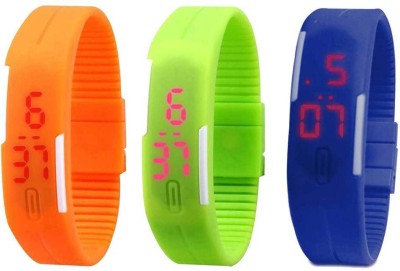 RSN Silicone Led Magnet Band Combo of 3 Orange, Green And Blue Digital Watch  - For Men & Women   Watches  (RSN)