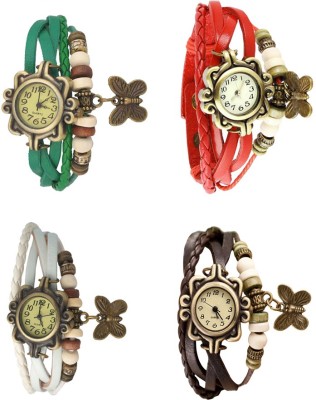 NS18 Vintage Butterfly Rakhi Combo of 4 Green, White, Red And Brown Analog Watch  - For Women   Watches  (NS18)