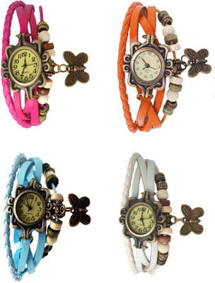 

Kissu Vintage Rakhi Combo of 4 Pink, Sky Blue, Orange And White Watch - For Women