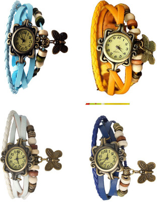 

Kissu Vintage Rakhi Combo of 4 Sky Blue, White, Yellow And Blue Watch - For Women