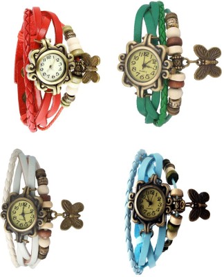 NS18 Vintage Butterfly Rakhi Combo of 4 Red, White, Green And Sky Blue Analog Watch  - For Women   Watches  (NS18)