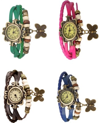 NS18 Vintage Butterfly Rakhi Combo of 4 Green, Brown, Pink And Blue Analog Watch  - For Women   Watches  (NS18)