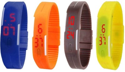 NS18 Silicone Led Magnet Band Combo of 4 Blue, Orange, Brown And Yellow Digital Watch  - For Boys & Girls   Watches  (NS18)