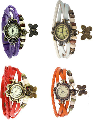 

Kissu Vintage Rakhi Combo of 4 Purple, Red, White And Orange Watch - For Women