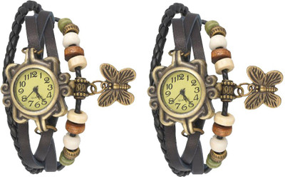 

Kissu Vintage Rakhi Watch Combo of 2 Black Watch - For Women